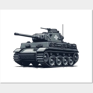 Vintage German Panzer Tank Illustration Posters and Art